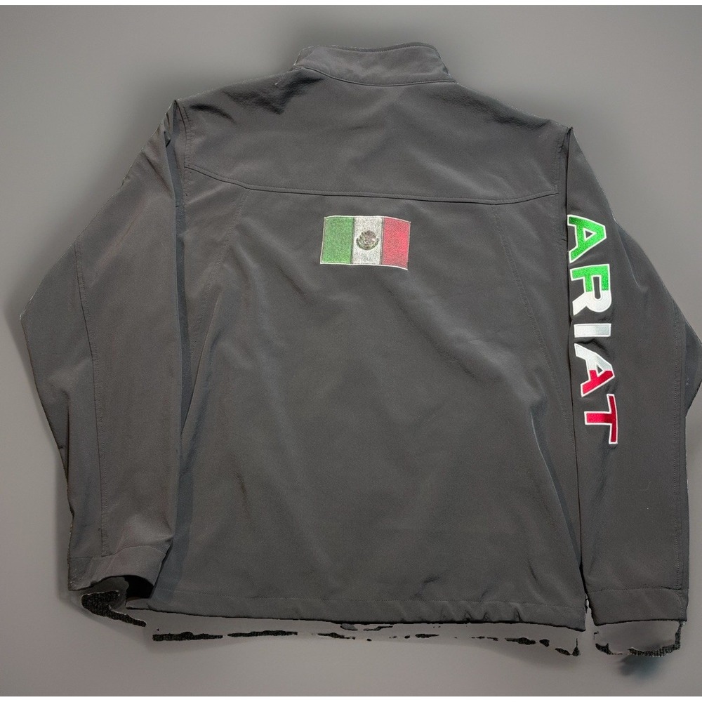 Ariat Men's L Black Full Zip Cotton Jacket Mexico Flag Logo Stand-Up Collar